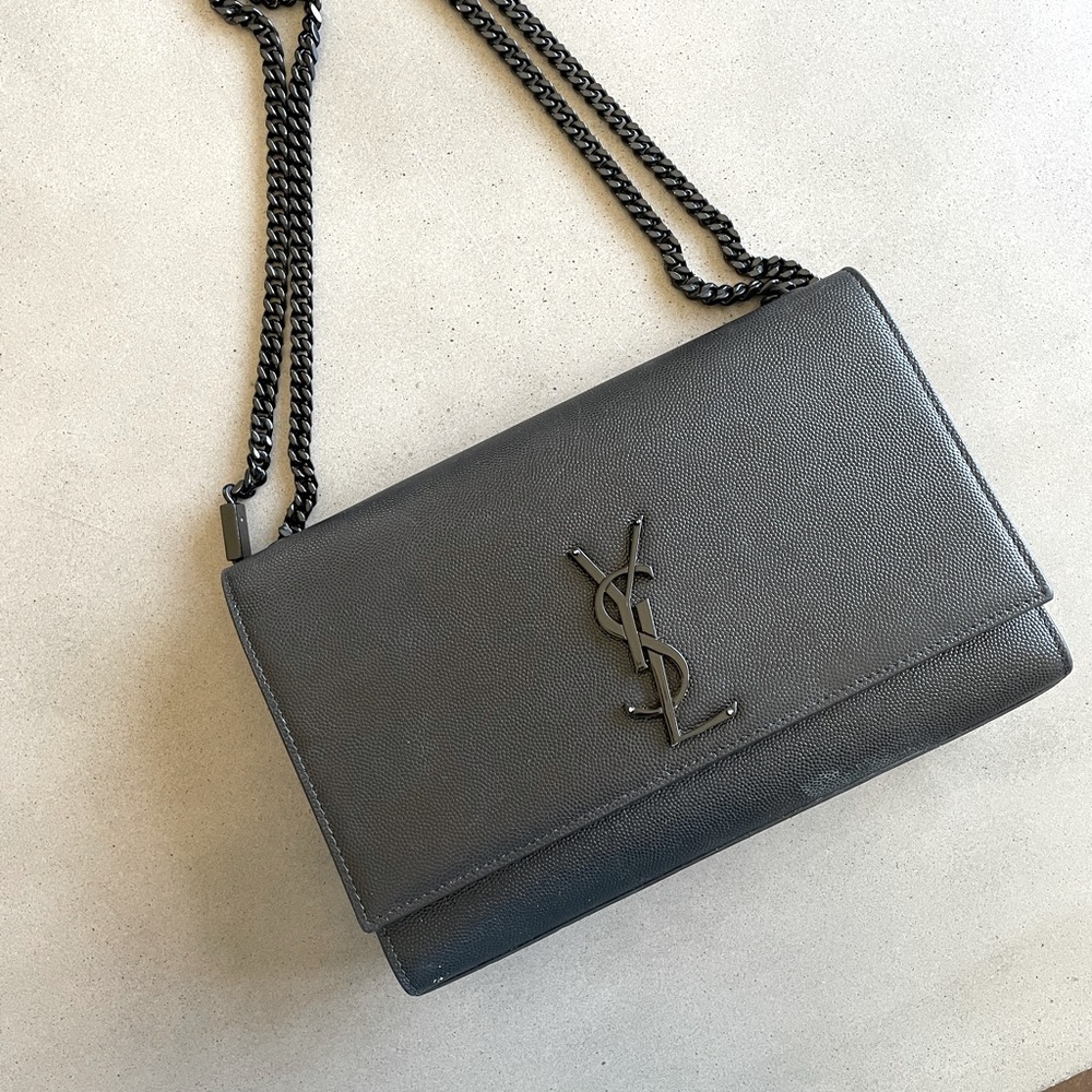 YSL small Kate grained leather bag (black)